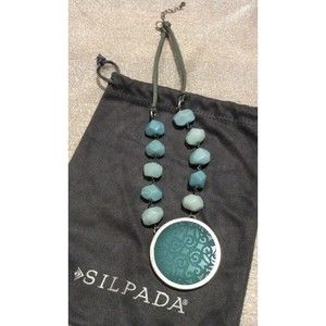 NEW~Silpada Sterling Silver Blue Quartzite Etched Pendant Necklace Retired